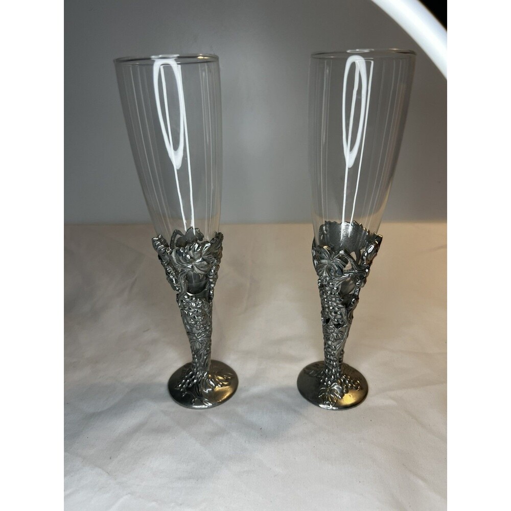 Seagull Pewter Grapevines 1991 Champagne Flutes